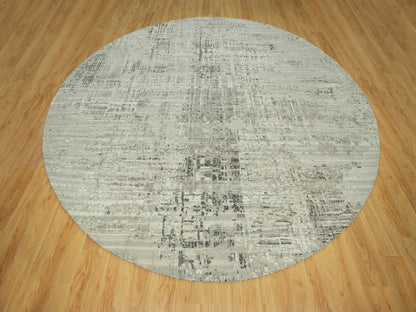 Grey 11'10" x 11'10" Modern / Contemporary Hand knotted Wool Rug - Sku: O090412