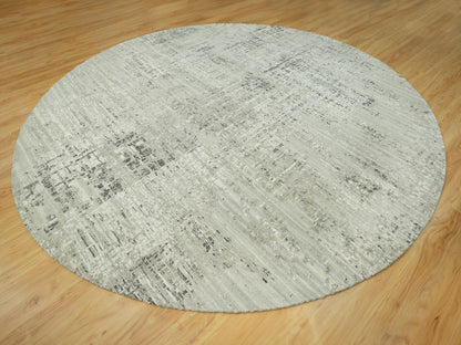 Grey 11'10" x 11'10" Modern / Contemporary Hand knotted Wool Rug - Sku: O090412