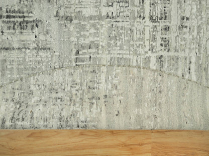 Grey 11'10" x 11'10" Modern / Contemporary Hand knotted Wool Rug - Sku: O090412