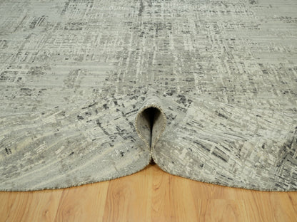 Grey 11'10" x 11'10" Modern / Contemporary Hand knotted Wool Rug - Sku: O090412