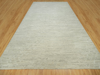 Grey 11'10" x 18'0" Modern / Contemporary Hand knotted Wool Rug - Sku: O090414