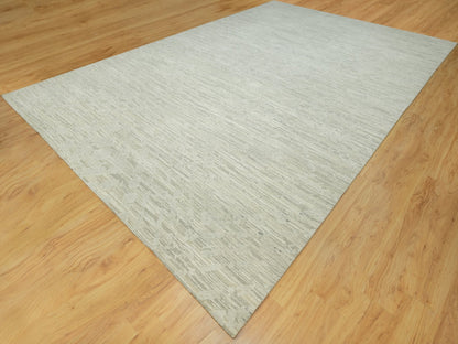 Grey 11'10" x 18'0" Modern / Contemporary Hand knotted Wool Rug - Sku: O090414