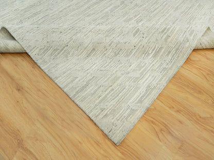 Grey 11'10" x 18'0" Modern / Contemporary Hand knotted Wool Rug - Sku: O090414