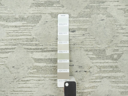 Grey 11'10" x 18'0" Modern / Contemporary Hand knotted Wool Rug - Sku: O090414