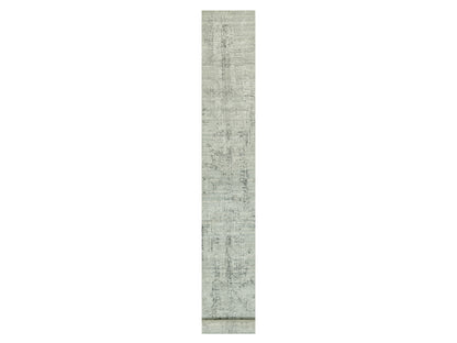 Grey 2'6" x 25'9" Modern / Contemporary Hand knotted Wool Rug - Sku: O090418