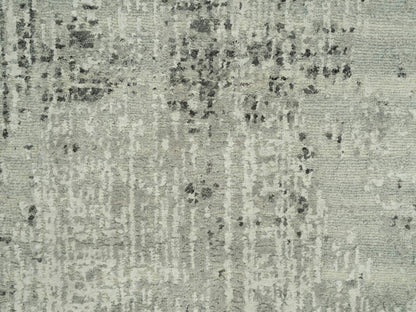 Grey 2'6" x 25'9" Modern / Contemporary Hand knotted Wool Rug - Sku: O090418