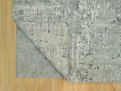 Grey 2'6" x 20'0" Modern / Contemporary Hand knotted Wool Rug - Sku: O090419