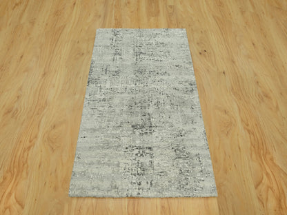 Grey 3'0" x 5'0" Modern / Contemporary Hand knotted Wool Rug - Sku: O090424
