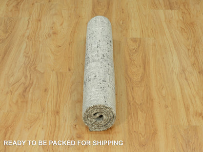 Grey 3'0" x 5'0" Modern / Contemporary Hand knotted Wool Rug - Sku: O090424