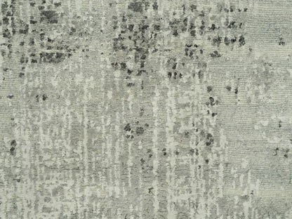 Grey 2'6" x 31'8" Modern / Contemporary Hand knotted Wool Rug - Sku: O090432