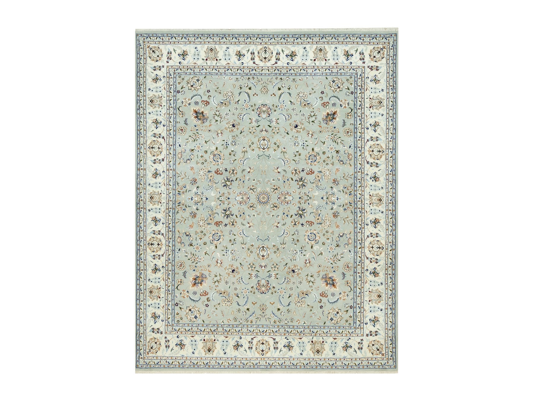 Nain Fine Oriental hand-knotted wool rug in Gray & Ivory, 7'9" x 10'2" — SKU O090436