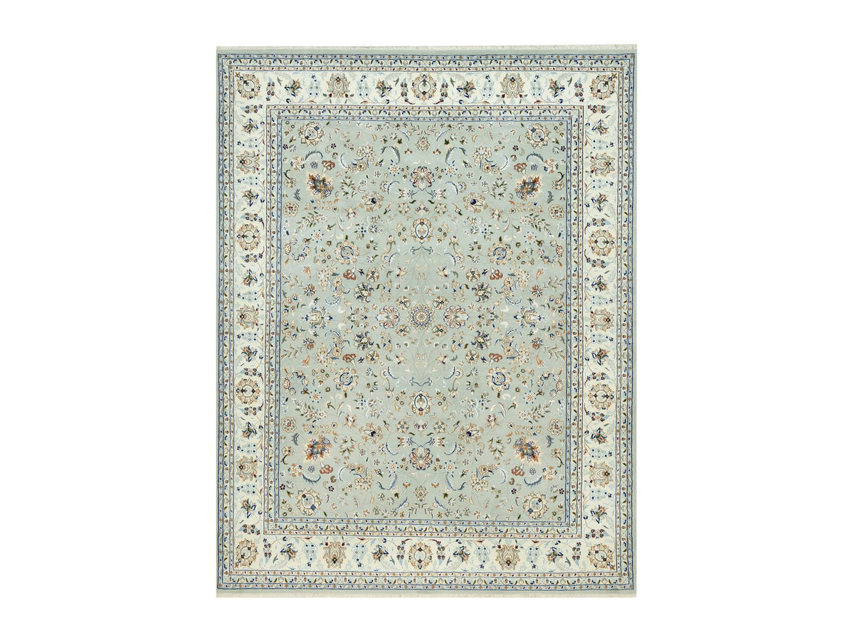 Nain Fine Oriental hand-knotted wool rug in Gray & Ivory, 7'9" x 10'2" — SKU O090436