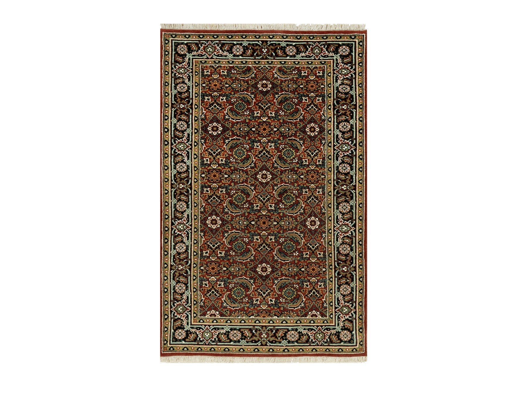 Herati Fine Oriental hand-knotted wool rug in Red & Blue, 3'1" x 5'5" — SKU O090441