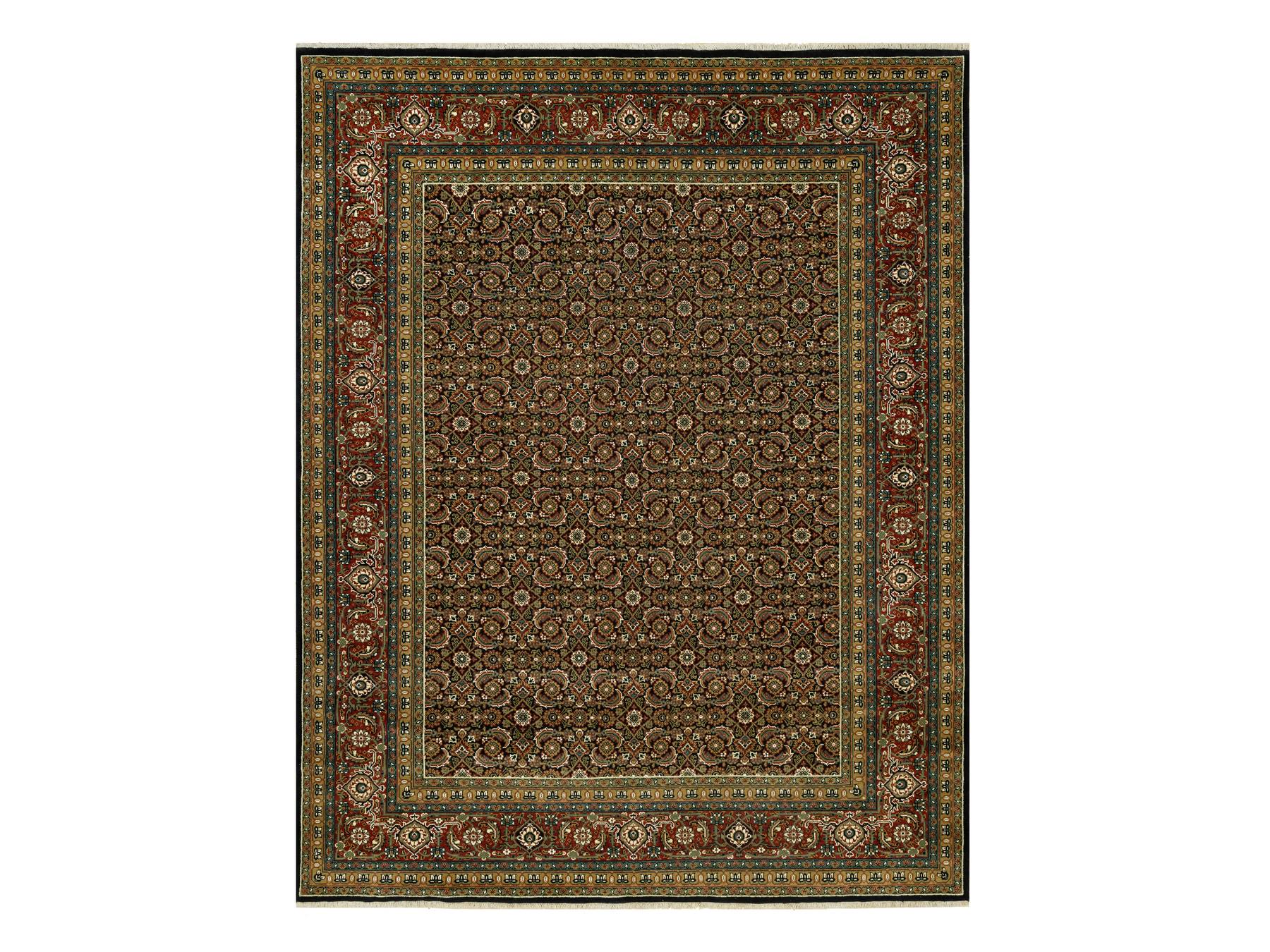 Herati Fine Oriental hand-knotted wool rug in Black & Red, 7'10" x 10' — SKU O090444