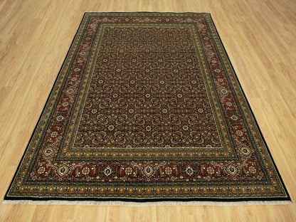 Black 7'10" x 10'0" Fine Oriental Hand knotted Wool Rug - Sku: O090444