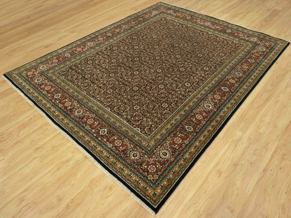 Black 7'10" x 10'0" Fine Oriental Hand knotted Wool Rug - Sku: O090444
