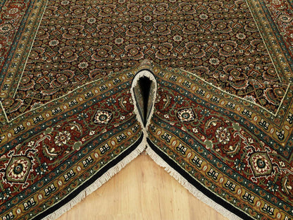 Black 7'10" x 10'0" Fine Oriental Hand knotted Wool Rug - Sku: O090444