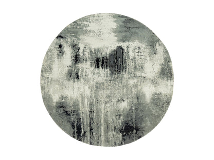 Modern / Contemporary hand-knotted wool/silk rug in Black, 6'1" x 6'1", SKU O090453