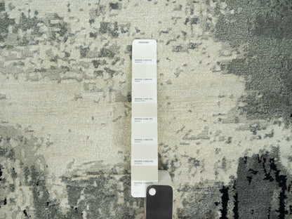Modern / Contemporary hand-knotted wool/silk rug in Black, 6'1" x 6'1", SKU O090453