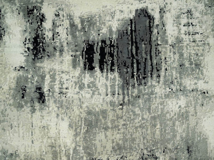 Modern / Contemporary hand-knotted wool/silk rug in Black, 6'1" x 6'1", SKU O090453