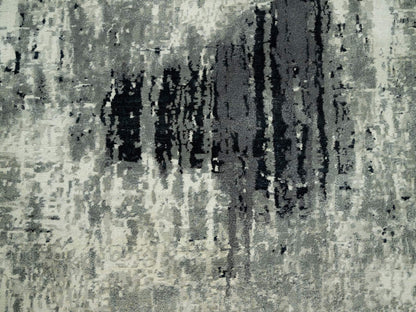 Modern / Contemporary hand-knotted wool/silk rug in Black, 8'1" x 8'1", SKU O090454