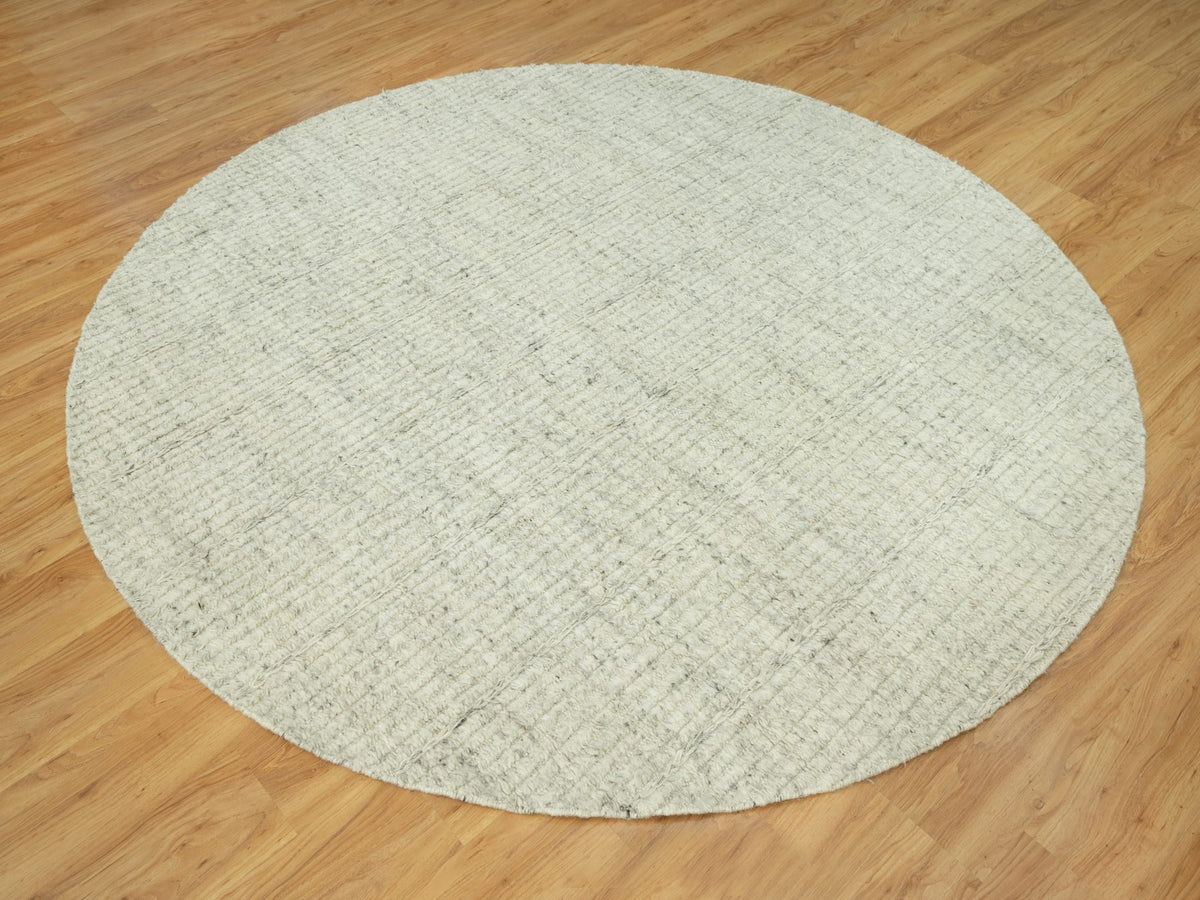 Flatweave / Kilim hand-knotted wool rug in Gray, 8'1" x 8'1", SKU O090456