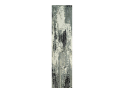 Modern / Contemporary hand-knotted wool/silk runner in Black, 2'6" x 10'0", SKU O090462