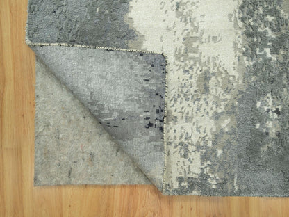 Modern / Contemporary hand-knotted wool/silk runner in Black, 2'6" x 10'0", SKU O090462