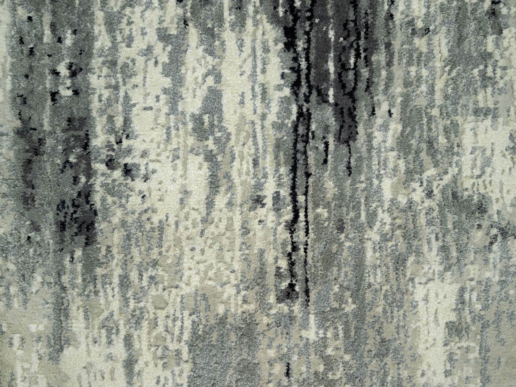 Modern / Contemporary hand-knotted wool/silk runner in Black, 2'6" x 10'0", SKU O090462