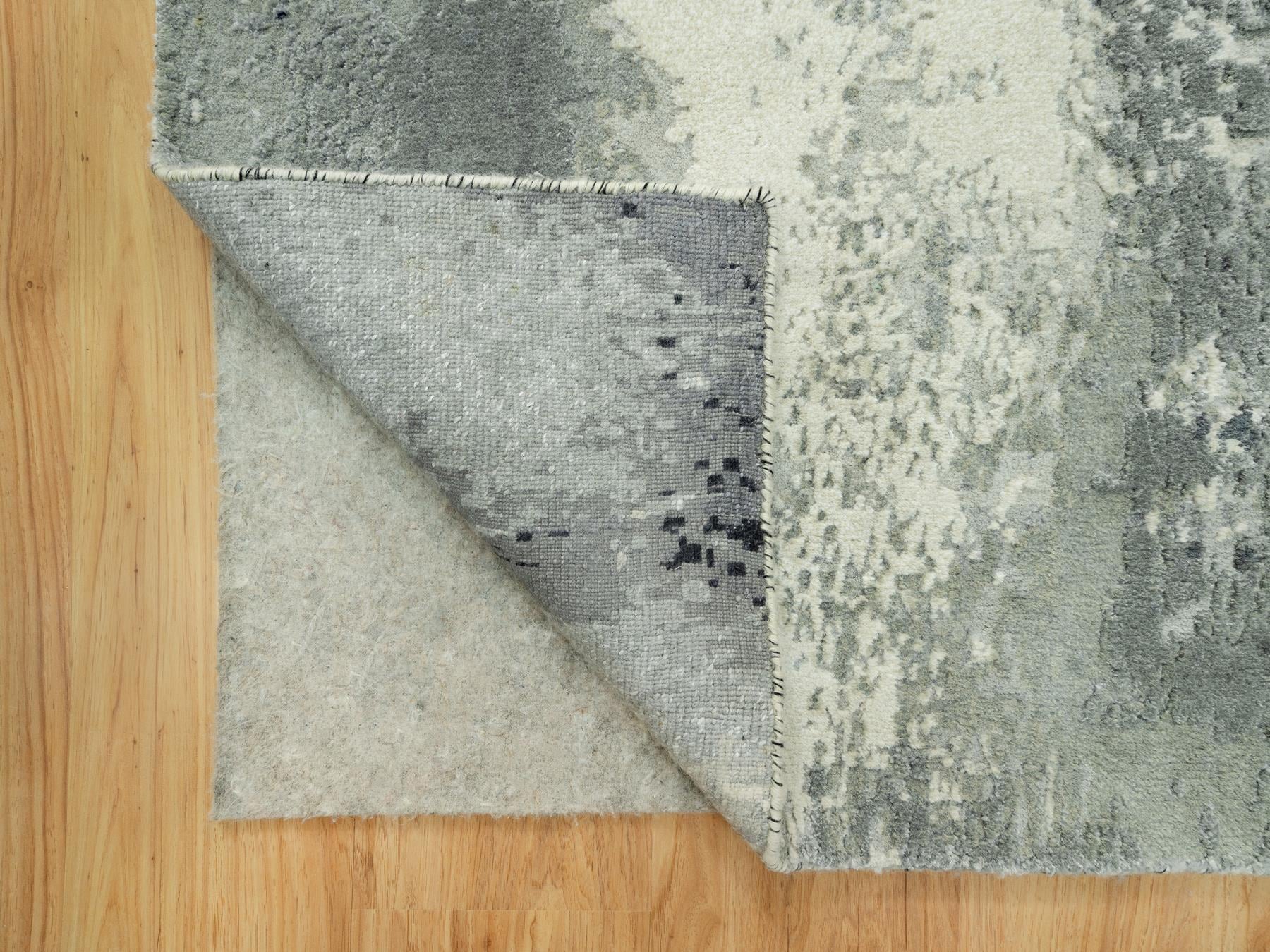 Modern / Contemporary hand-knotted wool/silk runner in Black, 2'6" x 11'11", SKU O090463