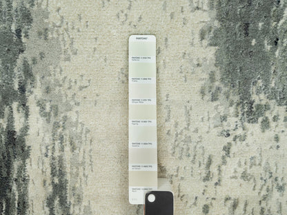 Modern / Contemporary hand-knotted wool/silk runner in Black, 2'6" x 11'11", SKU O090463