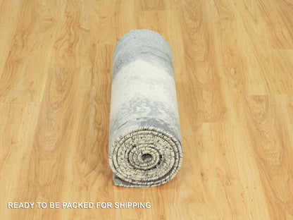 Modern / Contemporary hand-knotted wool/silk runner in Black, 2'6" x 11'11", SKU O090463