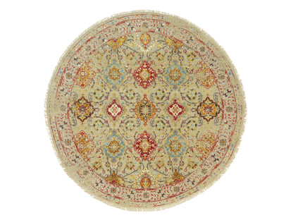 Transitional hand-knotted wool/silk rug in Beige, 6'0" x 6'0", SKU O090464
