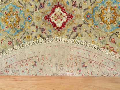 Transitional hand-knotted wool/silk rug in Beige, 6'0" x 6'0", SKU O090464