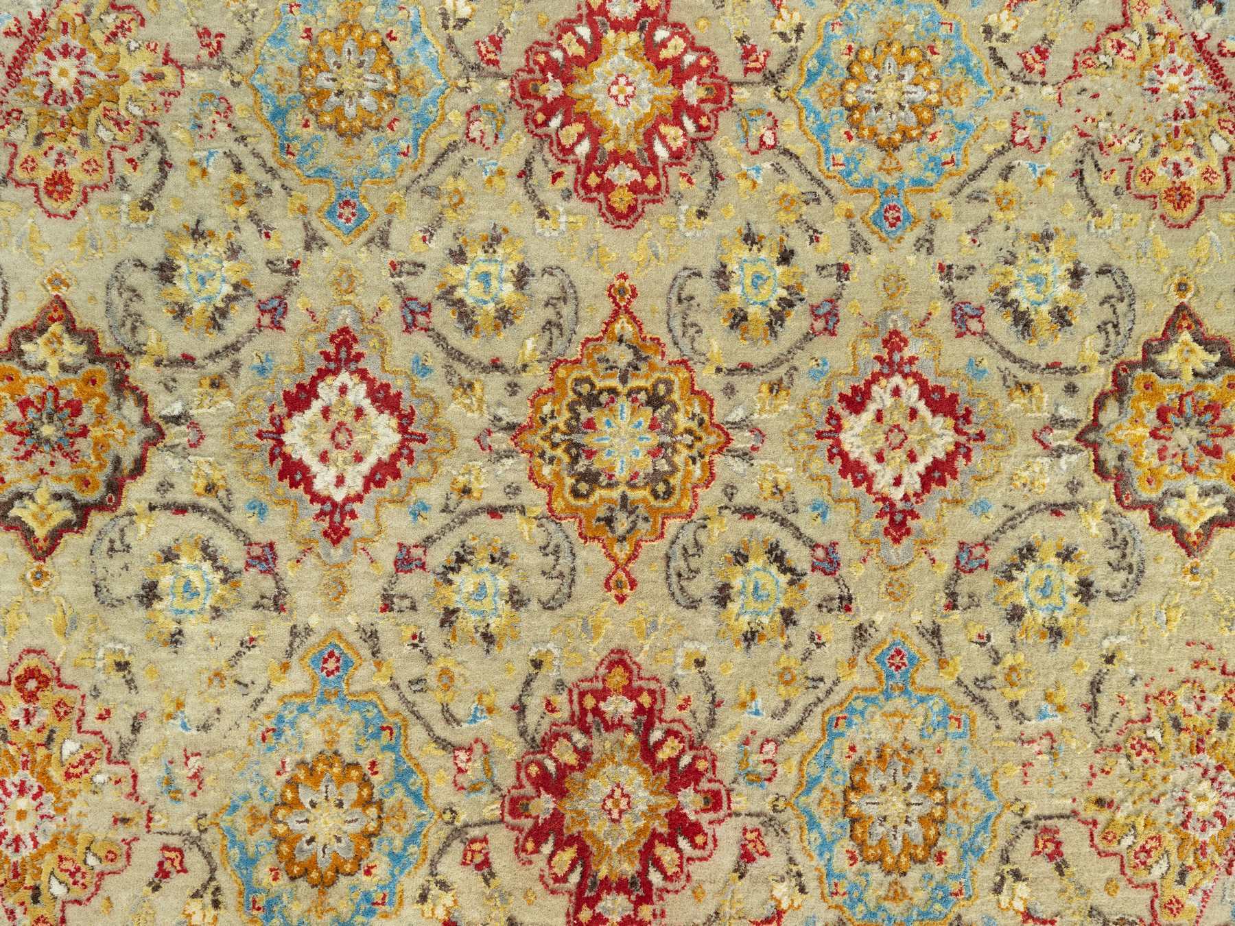 Transitional hand-knotted wool/silk rug in Beige, 6'0" x 6'0", SKU O090464