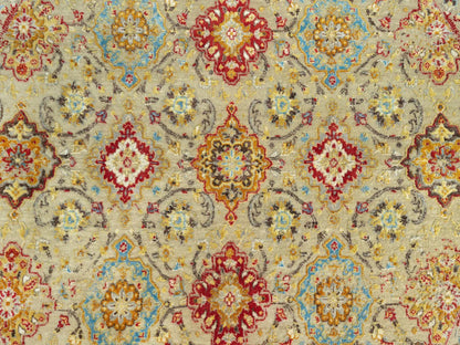 Transitional hand-knotted wool/silk rug in Beige, 6'0" x 6'0", SKU O090464