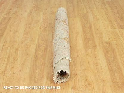 Transitional hand-knotted wool/silk rug in Beige, 6'0" x 6'0", SKU O090464
