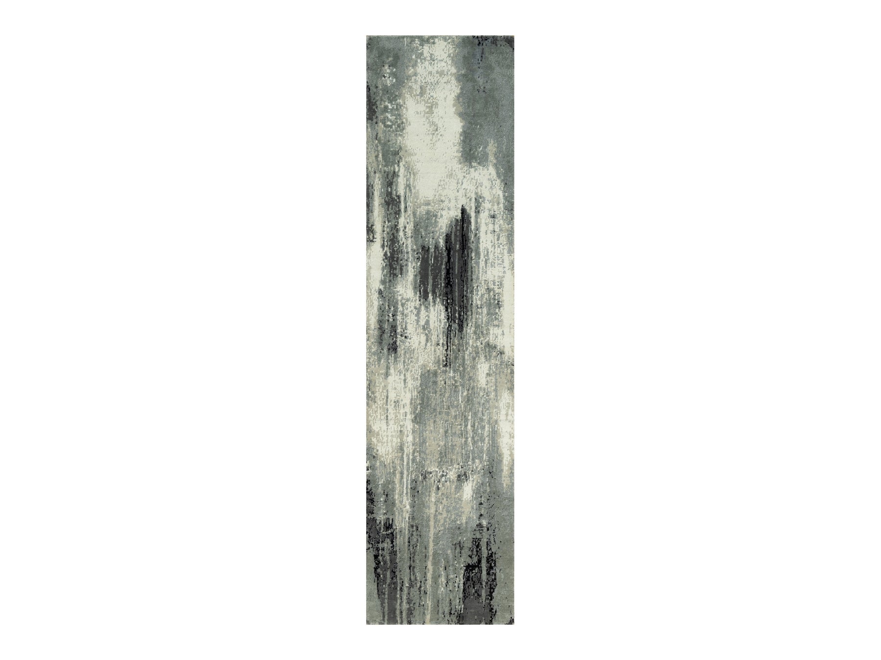 Modern / Contemporary hand-knotted wool/silk runner in Black, 2'7" x 10'0", SKU O090465