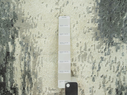 Modern / Contemporary hand-knotted wool/silk runner in Black, 2'7" x 10'0", SKU O090465