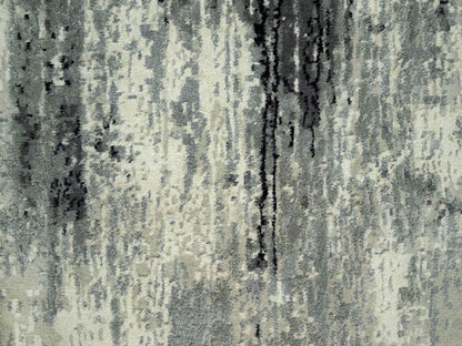 Modern / Contemporary hand-knotted wool/silk runner in Black, 2'7" x 10'0", SKU O090465