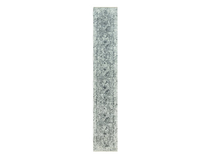Grey 2'6" x 15'8" Transitional Hand knotted Wool/Silk Rug - Sku: O090473