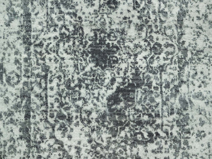 Grey 2'6" x 15'8" Transitional Hand knotted Wool/Silk Rug - Sku: O090473
