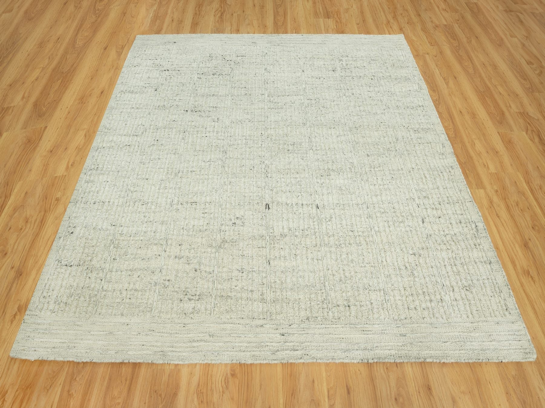 Flatweave / Kilim hand-knotted wool rug in Gray, 8'0" x 8'1", SKU O090476