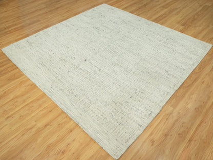 Grey 8'0" x 8'1" Flatweave / Kilim Hand woven Wool Rug - Sku: O090476
