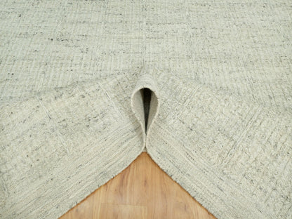 Grey 8'0" x 8'1" Flatweave / Kilim Hand woven Wool Rug - Sku: O090476