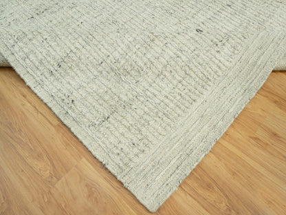 Grey 8'0" x 8'1" Flatweave / Kilim Hand woven Wool Rug - Sku: O090476