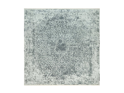 Transitional hand-knotted wool/silk rug in Gray, 13'9" x 13'10", SKU O090477