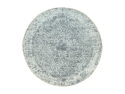 Grey 13'10" x 13'10" Transitional Hand knotted Wool/Silk Rug - Sku: O090480