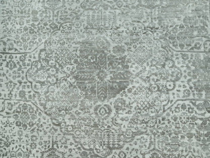 Grey 14'0" x 13'11" Transitional Hand knotted Wool/Silk Rug - Sku: O090484
