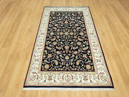 Blue 5'0" x 7'11" Fine Oriental Hand knotted Wool Rug - Sku: O090492